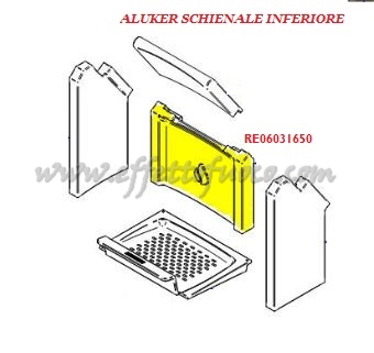 aluker - Schienale inferiore E925 - Effetto fuoco - Ricambi per stufe a pellet e legna Piazzetta e Superior